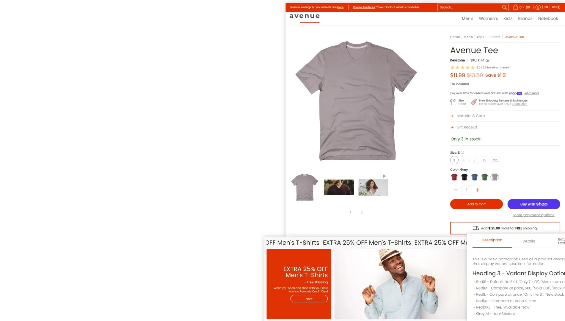 Avenue shopify clothing theme