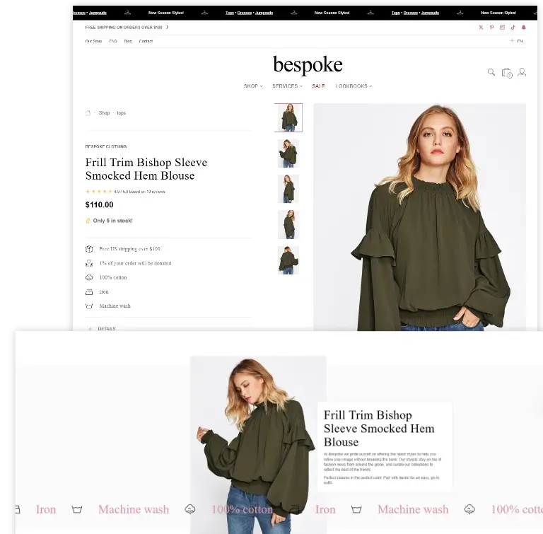 Bespoke shopify fashion theme mobile