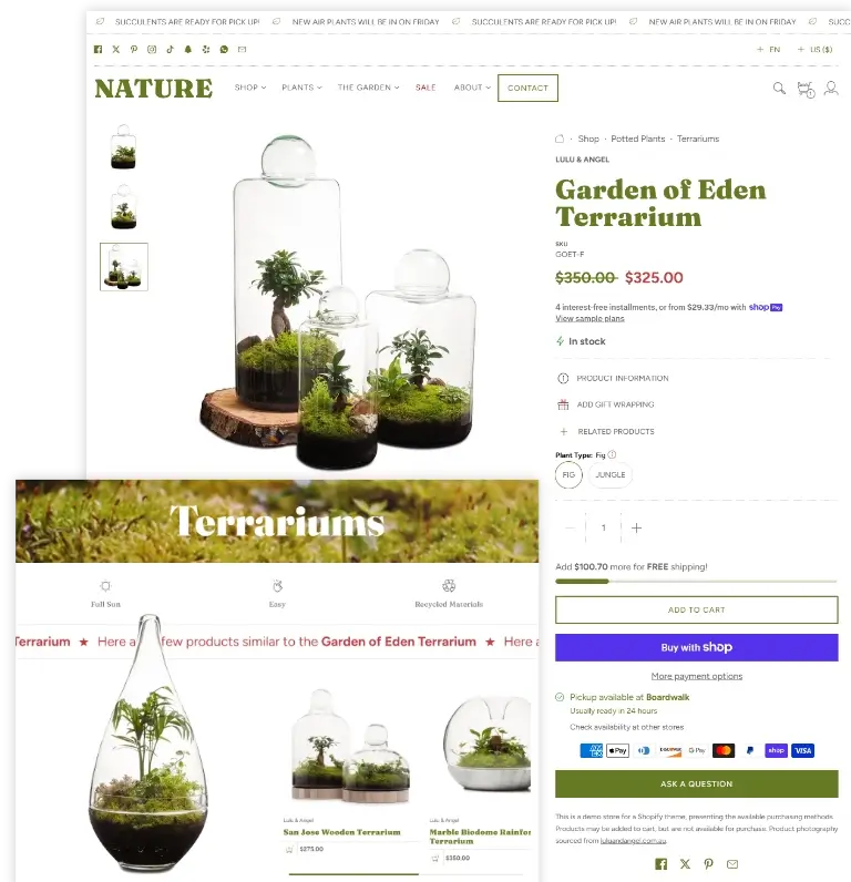 Nature shopify garden theme mobile