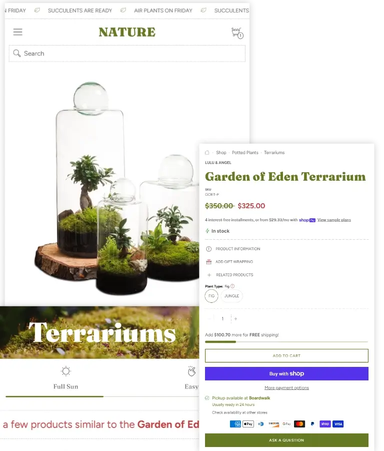 Nature shopify home theme mobile