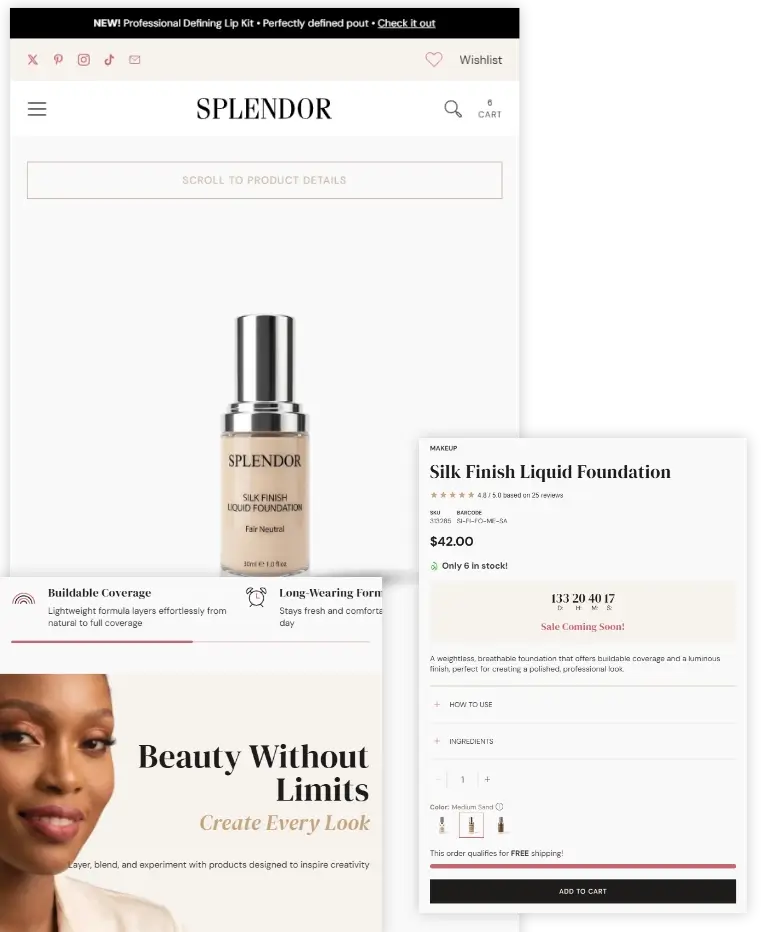 Splendor shopify cosmetic theme mobile